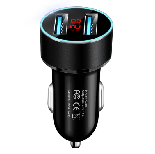 Car Phone Charger with 3.1A Dual USB and Voltage Display
