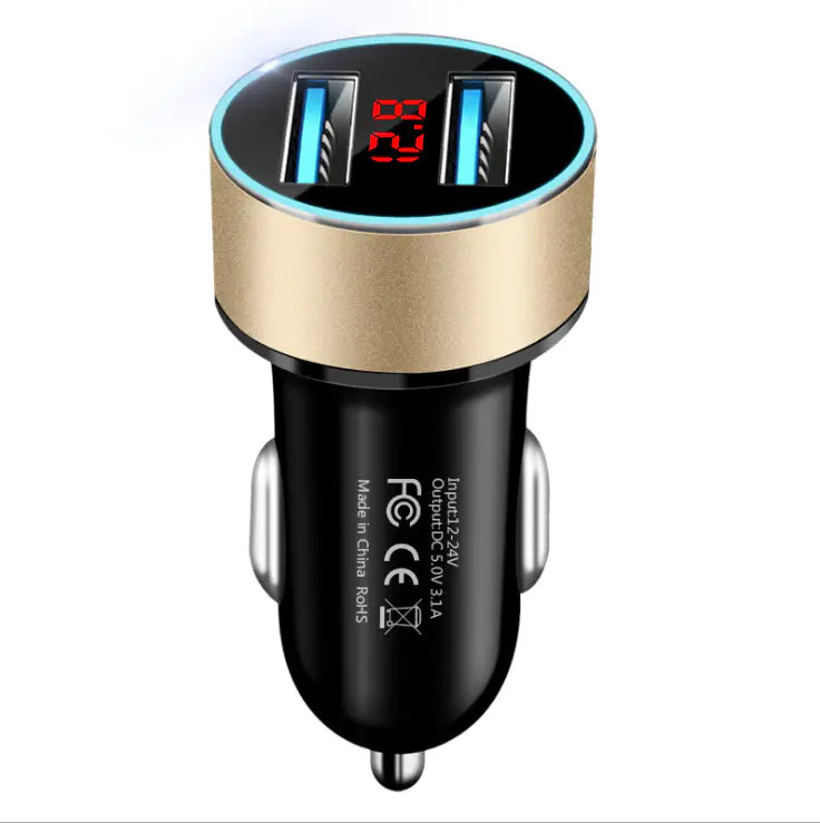 Car Phone Charger with 3.1A Dual USB and Voltage Display