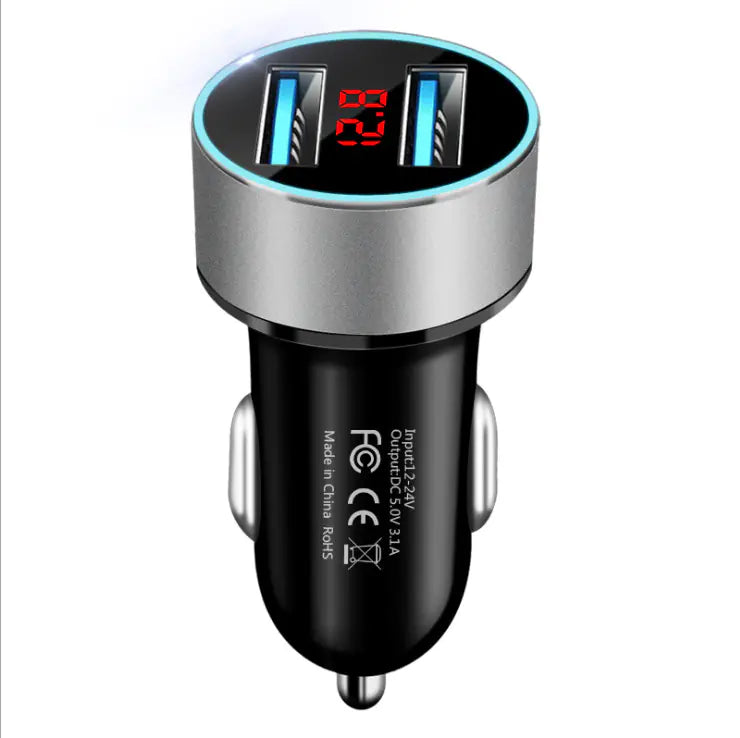 Car Phone Charger with 3.1A Dual USB and Voltage Display