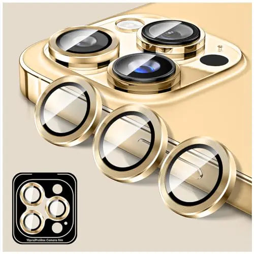 Kucheed Camera Lens Protector Tempered Glass Camera Cover Screen Protector Automatic Alignment Metal Individual Rings HD Anti Scratch Phone Accessories