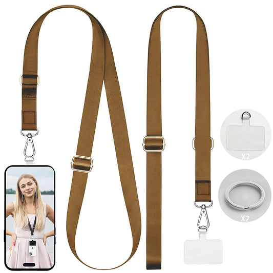 A&H Zier Phone Lanyard 2 Phone Lanyards For Around The Neck Adjustable Length Phone Strap Cell Phone Accessories Cell Phone Lanyard With Keychain IPhone Strap (2 Coffee)