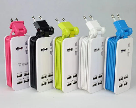 4-in-1 Multi-Port Power Strip with Phone Charger