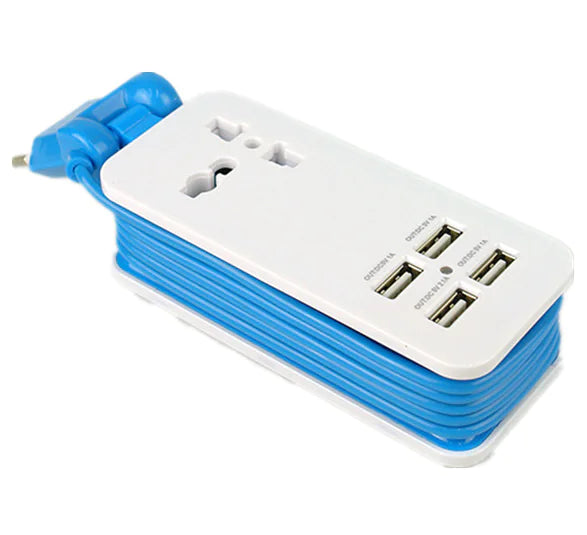 4-in-1 Multi-Port Power Strip with Phone Charger