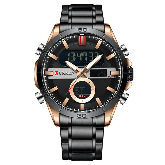 Men's Waterproof Round Multifunctional Electronic Watch